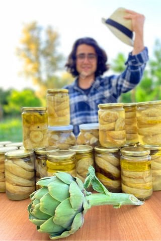 Organik Enginar Konservesi Mezelik, Yemeklik, Salatalar için Kullanıma Hazır 3000 ml
